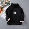 Camiseta interior para niños 2025 de cuello alto medio con forro polar a rayas de manga larga, top cálido para niños y niñas, ropa infantil de estilo coreano para otoño e invierno