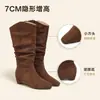 2026 Nuevas Botas Apiladas de Terciopelo Botas Largas para Mujer Botas de Caballero Chica Picante Botas Hasta la Rodilla Adelgazantes para el Trabajo Tacón Oculto Mujer