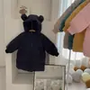 Ropa acolchada de algodón con diseño de oso para niños, longitud media, transfronteriza, invierno, ropa acolchada de algodón con dibujos animados para niños y niñas, chaqueta acolchada de algodón para bebé de color liso