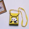 Bolso para teléfono móvil de estilo coreano con diseño de panda pequeño, bandolera de punto, bolso de mano con solapa, bolso informal para salir