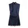 Para Comércio Exterior Transfronteiriço Europeu e Americano Roupas Femininas Aliexpress Mais Vendidas Moda Verão Renda Patchwork Vestido Curto