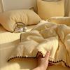 Ins Pequeño Fresco Algodón Puro Doble Capa Gasa Arrugada Juego de Cuatro Piezas Gasa de Algodón Puro Algodón Puro Amigable con la Piel Cama Sábanas de Cama Juego de Tres Piezas para Dormitorio