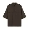 Camisa de Manga Corta a la Moda para Mujer Estilo Europeo y Americano Transfronterizo 2026 con Bolsillo Decorado y Cuello Campana Venta al por Mayor 4786038