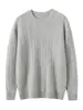 Suéter de punto trenzado 100% cachemira pura para hombre con cuello redondo, Suéter de punto grueso de color liso para otoño e invierno para hombre, Camiseta básica de ajuste holgado