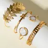 Moda Retro Transfronteriza Europea y Americana Pulseras en Capas Exageradas Geométricas Simples Patrón de Olas Flor Abierta Lisas