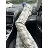 Pantalones casuales a cuadros retro americanos de diseño transfronterizo para hombre, primavera y otoño, con cordón, holgados, rectos, ajustados, versátiles, largos