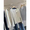 ¡Excelente relación calidad-precio! Camiseta de Punto Suave de Manga Larga Estilo Coreano con Botones, Mezcla de Lana Tencel Acetato para Mujer, Nuevo Estilo Otoño