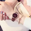 Reloj de Moda para Mujer Guou Estilo Ins Simple Reloj de Cuarzo para Pareja Elegante Pequeño Redondo con Correa de Cuero para Mujer