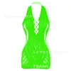 Lingerie Jacquard Sexy com Gola Halter e Recortes Sedutores, Saia Bodycon, Roupa de Tela Feminina com Design nas Costas W239