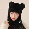 Gorro Cálido de Invierno para Ciclismo al Aire Libre para Hombre con Forro de Felpa, Cortavientos, Resistente al Frío, Engrosado, con Polaina para el Cuello Integrada, Gorro de Felpa con Capucha para Mujer