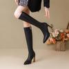 Botas de tacón alto puntiagudas para mujer, botas negras de tacón alto fino de moda, nuevas botas de otoño e invierno 2020
