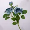 Flores Artificiais com 3 Cabeças, Rosa Queimado, Flores Decorativas para Sala de Estar de Casa, Adereços para Fotografia de Casamento, Flores Artificiais Multi-Cabeças em Cor de Outono Retro