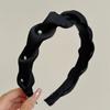 Diadema de Perlas Plisada de Tela de Alta Gama Estilo Francés para Mujer Versátil Corona Alta Adelgazante Facial Diadema Pequeña para Salir Accesorio para el Cabello