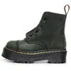 Botas de Motocicleta Audemars Piguet Estilo Británico Doble Uso Suela Gruesa 8 Ojales 1460 con Cremallera Frontal, Piel Crazy Horse de Primera Capa Botas Cortas Rojas con Suela de Plataforma