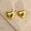 Pendientes Dorados en Forma de Corazón Estilo Europeo y Americano, Pendientes de Botón de Alta Gama para Mujer, Pendientes de Acero Inoxidable de Lujo Ligero, Personalización Profesional de Joyería