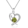 Collar de Corazón de Plata de Ley S925 con Doce Piedras de Nacimiento Europeo y Americano Transfronterizo Moda para Mujer Estilo Ins de Amazon Colgante Versátil