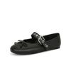 Zapatos Planos de Ballet de Piel de Cordero con Lazo Zapatos Mary Jane para Mujer