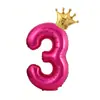 Venta al por mayor transfronteriza Globos digitales de corona de cumpleaños de 32 pulgadas Globos de película de aluminio digital rojo rosa Fiesta de cumpleaños Aniversario