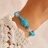 Conjunto de Tornozeleira e Pulseira Tecidas Estilo Férias para Mulheres, com Conchas Transfronteiriças de Novo Estilo, Estrelas-do-Mar Pequenas, Tartarugas, Miçangas de Arroz e Miçangas Irregulares