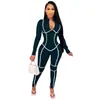 Aliexpress Amazon A Linha de Roupas Europeia e Americana Mais Quente Costura Cor Sólida Manga Longa Macacão Sexy Apertado em Estoque