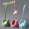Cepillo para Inodoro de Mango Largo sin Puntos Ciegos Cepillo Limpiador de Baño para Inodoro con Base Plástico de Doble Cara Artefacto Limpiador de Inodoros