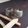 Pulsera Étnica Retro Plata Estilo Europeo y Americano Grabada Abierta Ancha Moda Personalidad Plata Miao Hacer Vieja Joyería Antigua