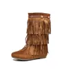 Estilo Caliente Europeo y Americano Botas Vaqueras de Verano con Borlas Tacón Plano Cómodas de Poner No Cansan los Pies Resistentes al Desgaste Botas de Media Caña 2026 Nuevo