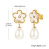 Joyería de Agua Creek de Primavera Acero Inoxidable Circonita Perla de Imitación Gotas de Agua Flor de Perlas Doradas Aretes Dorados ED-782