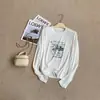 Camiseta base para mujer con estampado de letras estilo coreano, de lana de tencel sintético, con estampado de cachorro, corte ajustado, nueva moda americana