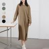 Foto Real de Vestido Sudadera de Algodón de Gama Alta Japonesa Rakuten para Mujer, Nuevo Estilo Primavera y Otoño, Vestido Base Casual Elegante, Transfronterizo
