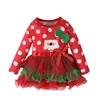Vestido de Malla de Manga Larga con Lunares y Lazo Europeo y Americano para Mujer y Niños, Falda de Pastel Ropa para Niños ins