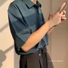 Camisa de Verano Fina de Manga Corta para Hombre, Holgada, Moderna, Resistente a las Manchas, Estilo Hong Kong, Camisa de Media Manga Drapada Harajuku, Transfronteriza