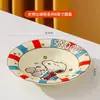 Plato Cerámico Serie Colorida de Snoopy Set de Vajilla para el Hogar Plato de Cena Lindo para Niños Plato Cuchara Palillos Plato Tazón de Sopa Tazón para Fideos Instantáneos