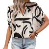100% Ropa2025 Nuevas Camisas de Verano Europeas y Americanas Holgadas Estampado Abstracto de Manga Corta con Cuello en V Transfronterizas