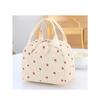 Bolsa térmica de veludo cotelê com estampa de morango, grande capacidade, ideal para viagens, piqueniques e para levar a marmita. Isolamento térmico perfeito para o trabalho.