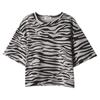 Verão 2022 Novo Estilo Coreano Solto Padrão Zebra Redutor de Idade Gola Redonda Curto Suéter Manga Curta Camiseta Top para Estudante Feminina