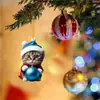 Navidad Creativa de Gato Lindo Decoraciones para Árbol de Navidad Navideño para el Hogar Colgante Plano Acrílico