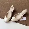 Versión de piel de oveja~Sandalias de tacón grueso de puntera cerrada estilo minimalista francés con tira trasera, puntera redonda, calzado bajo suave para mujer para ir al trabajo