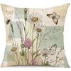 Funda de almohada transfronteriza para primavera y verano serie de mariposas y flores retro decoración de casa de campo fábrica directa funda de almohada de lino