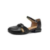 Nuevos zapatos de mujer de lujo nicho, transpirables retro, tacón grueso de 2 cm, sandalias planas cómodas de verano para mujer, huecas, punta cerrada