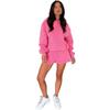 211336 Conjunto de dos piezas de suéter con capucha de manga larga de color sólido para mujer, pantalones cortos casuales de moda de otoño e invierno transfronterizos de Europa y América