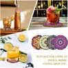 Patrón de Mandala Popular Posavasos de Madera Resistentes al Calor Accesorios para Cocina Restaurante Bar Juego de 9 Piezas Madera Transfronteriza