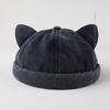 Chapéu de chão de orelhas de gato bonito japonês para mulheres primavera e verão moda fina todos os jogos bonito casal marca de moda funcional melão chapéu de couro