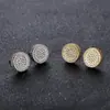 Brincos de hip-hop da moda para homens, com cravação pavé completa de micro zircônias cúbicas, banhados a ouro e um novo design transfronteiriço, disponíveis para atacado