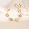 Moda de Celebridad de Internet Pulsera Pulsera Trébol de Cuatro Hojas de la Suerte Acero de Titanio 18K Lujo Ligero Simple Elegante Moda Socialité Comodín