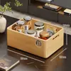 Cesta de Almacenamiento de Madera Maciza para Juego de Té de Escritorio Chino, Sala de Estar, Mesa de Café, Bocadillos de Té, Llaves, Artículos Varios, Tijeras, Frutas Secas