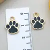 Acessórios para Joias DIY 17X16Mm Óleo Colorido com Glitter Pegada de Patinha de Cachorro Pingente de Chaveiro Brinco Pet Cachorro