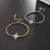 Pulsera de Nudo de Bruja Más Vendida de Amazon Metal Acero Inoxidable Chapado en Oro Cadena de Pulsera Doble Capa Popular Transfronteriza Joyería de Fábrica