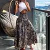 Aliexpress Amazon Europeo y Americano 2025 Verano Nuevo Falda Estampada para Mujer Falda Larga de Playa de Vacaciones Falda Amplia Grande