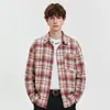 Camisa de manga larga a cuadros diseño S estilo americano para hombre, camisa a cuadros de verano de alta gama con cordón estilo old money
